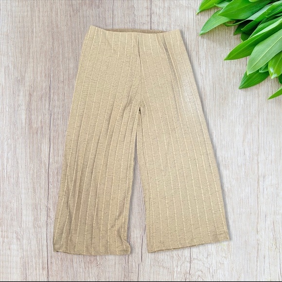 Zara Pants - Zara Knit Wide Leg Cropped Pants Light Taupe Large